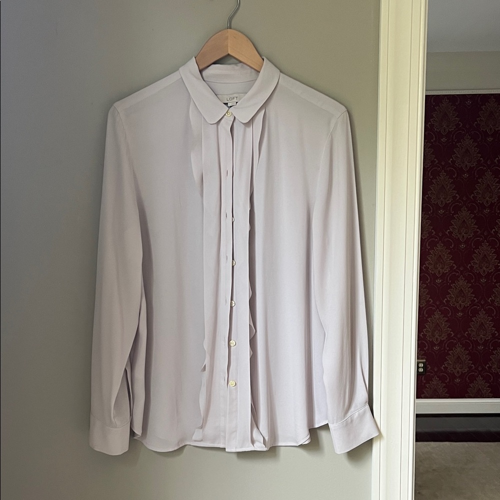 LOFT White Blouse with Pintuck Details